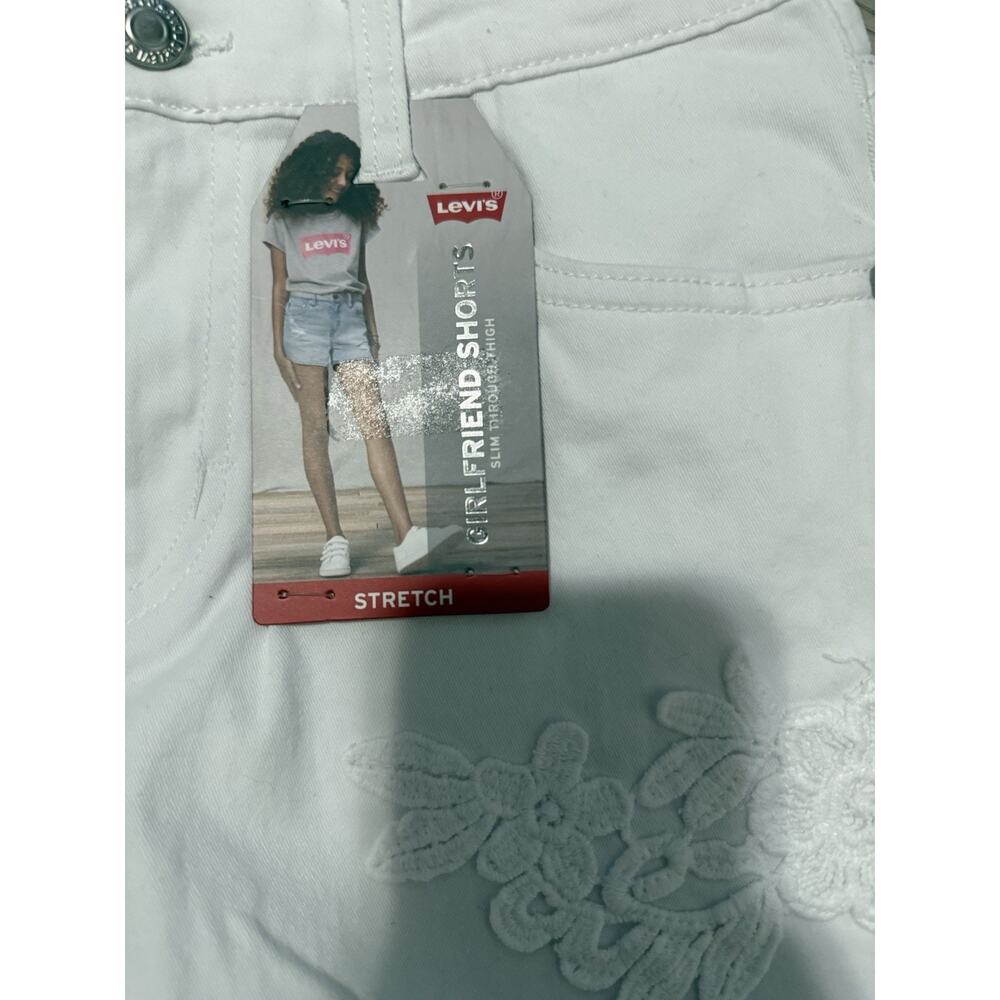 Levi's Girls White Denim Shorts Size 14 Girlfriend Stretch Slim NWT - Picture 4 of 5